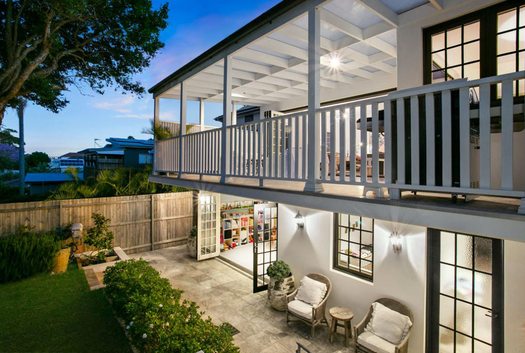 Backyard of modern double-storey home in Broadbeach built by Gold Coast builder AllRound Building Services