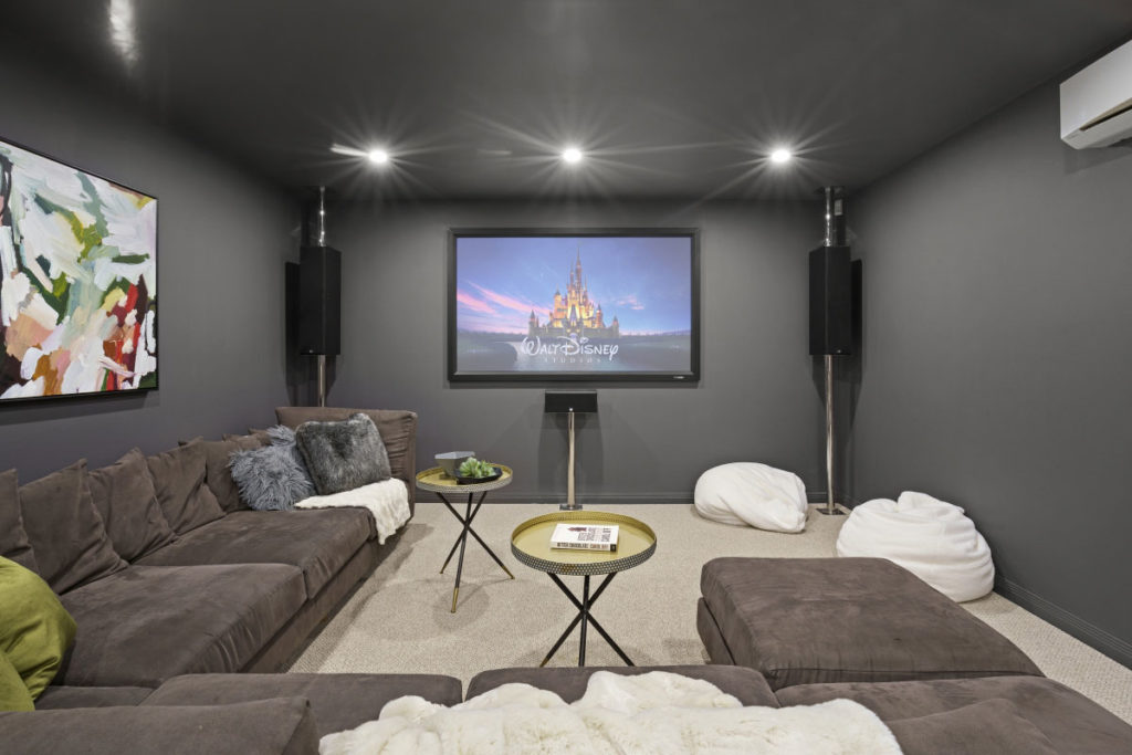 Custom media room by Gold Coast builder All Round Building Services